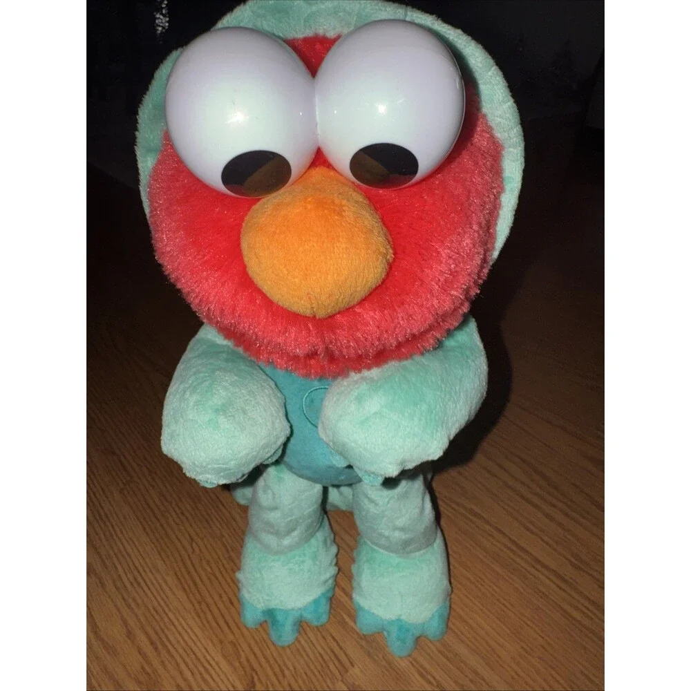 Sesame Street Tickle Me Elmo Dino Dinosaur Stomp Dancing Plush Toy Works! 14”